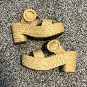 Franco Sarto Woven Platform Sandals in Natural Straw